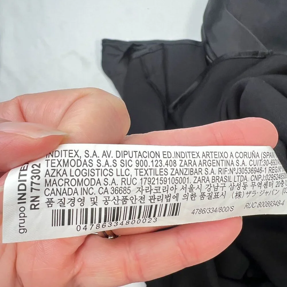 Zara Side Ruched Midi Slip Dress Satin Effect Black Straps Sleek Party Small - Picture 15 of 16